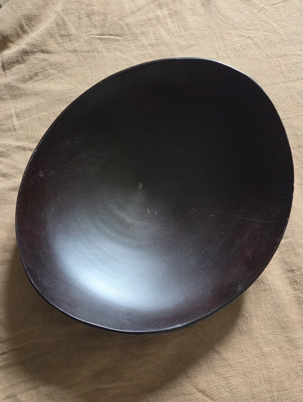 Crate & Barrel Modern Dark Wood Low Bowl / Catchall Tray